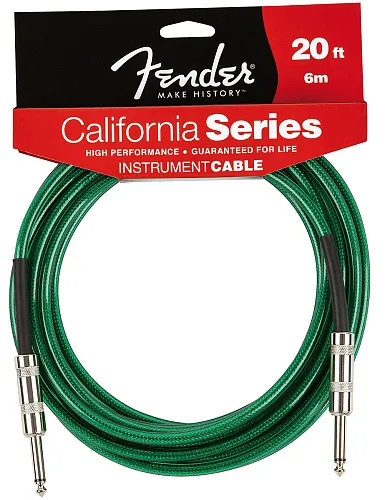 Fender 20` California Instrument Cable Surf Green Кабель инструментальный.